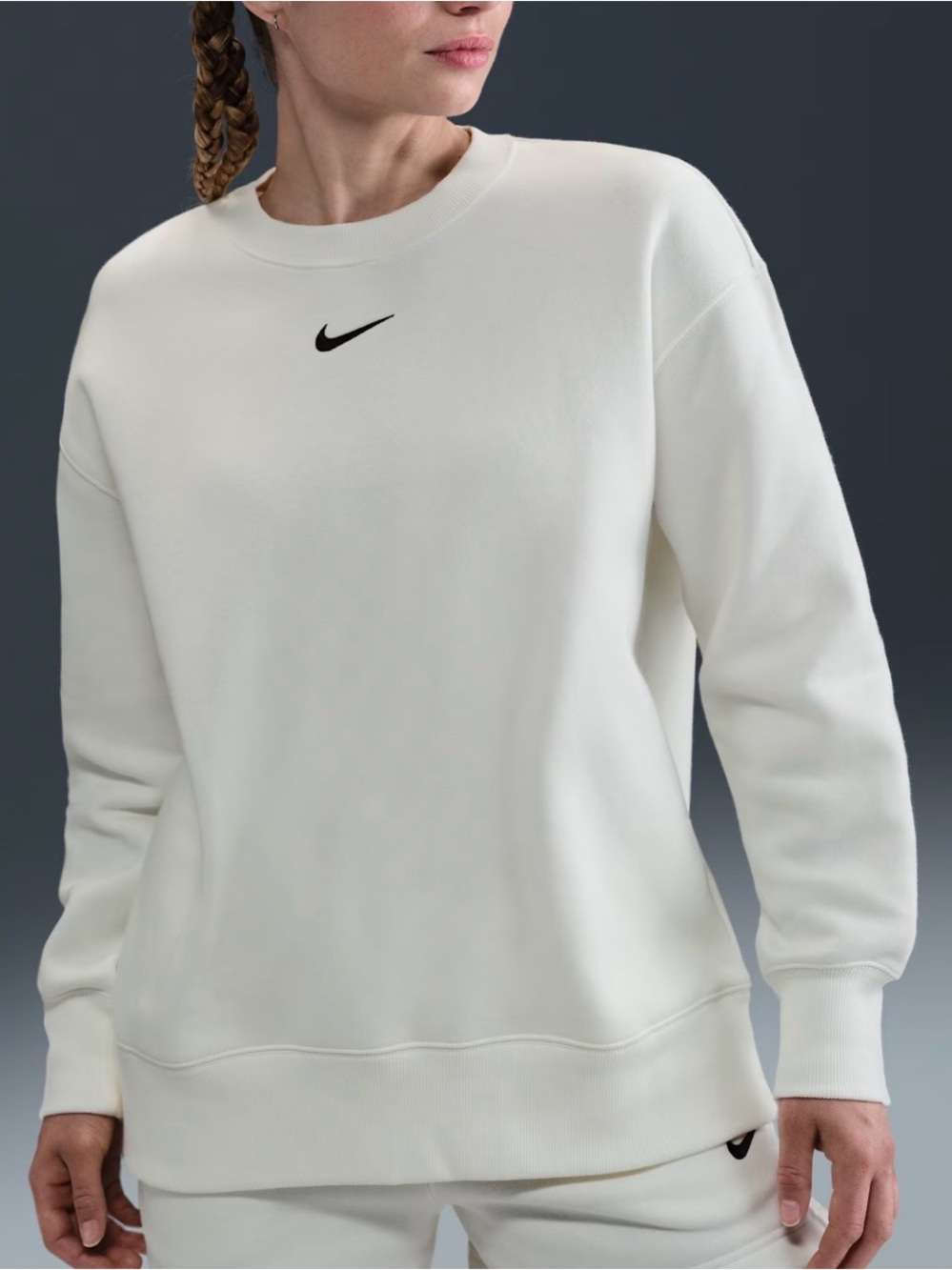 Nike Women's Sportswear Phoenix Fleece Oversized Crewneck Sweatshirt White Sz L